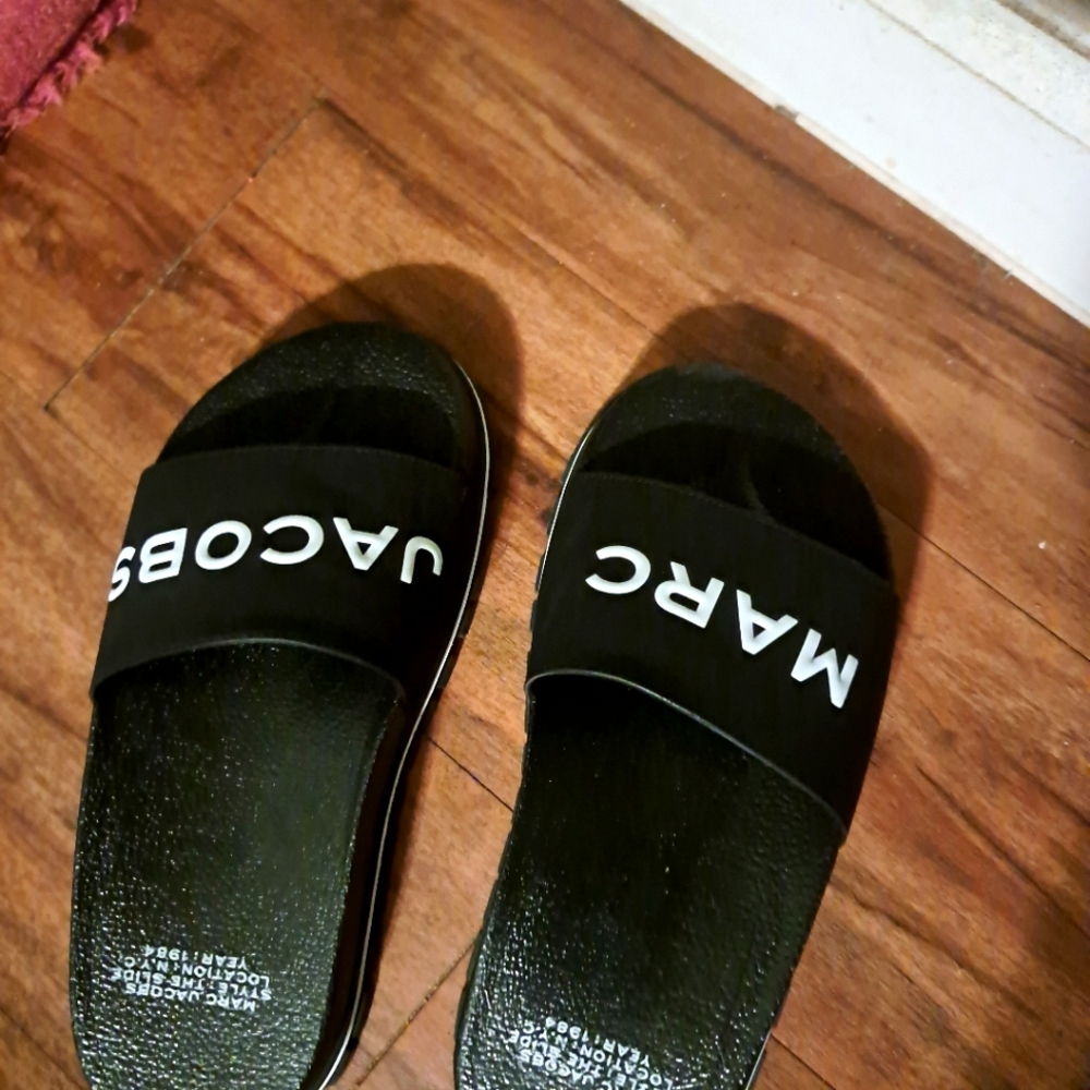 Marc Jacobs Black Logo Slide Sandals